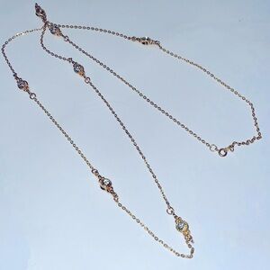 Gorgeous Long Jeweled Pave Chain Statement Necklace Goldtone
